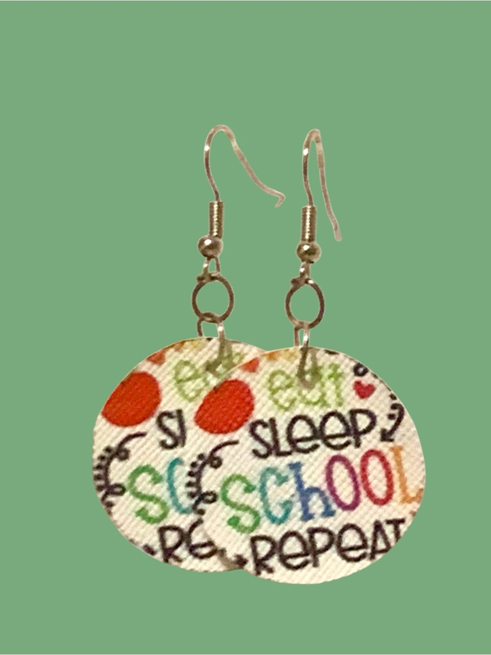 Kids 'School Sleep Repeat' Novelty Faux leather Earrings